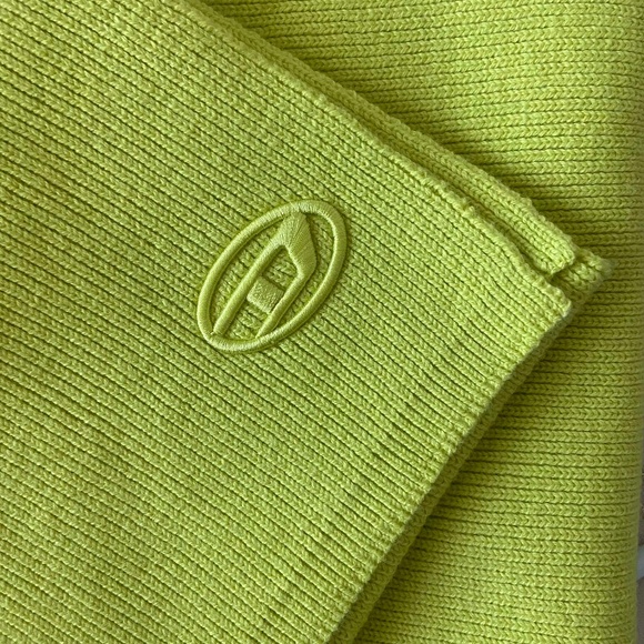 NWT DIESEL K-CODER LIME GREEN COTTON WOOL SCARF EMBROIDERED LOGO - Picture 7 of 8